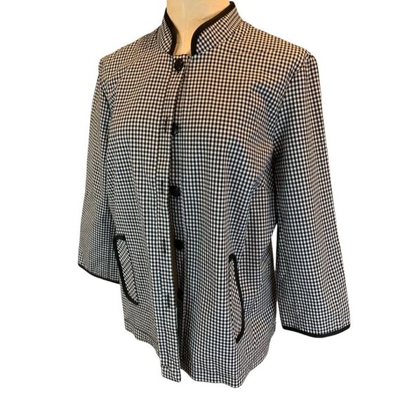RQT Jackets & Blazers - 14 RQT Women's Black White Gingham Lightweight Jacket Button Up